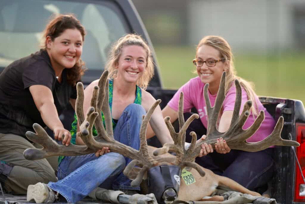 The McCrew here on my whitetail breeding farm provide excellent care to our whitetail deer for sale.