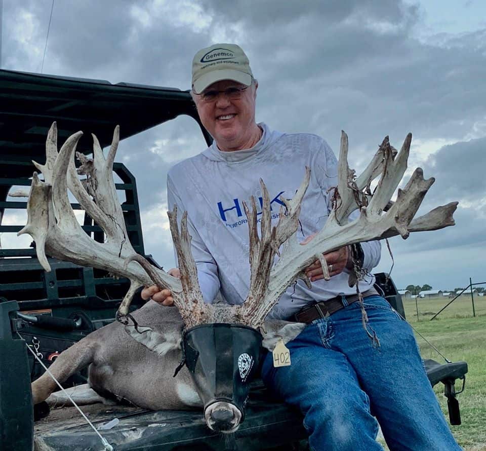 Our breeder buck, Paydirt has been sold and is getting ready to leave our Texas whitetail deer farm.